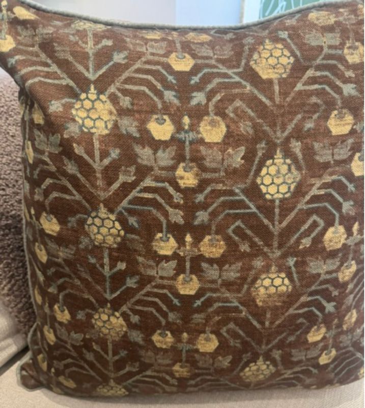 Mulberry Print / Green Backing Custom Pillow | 22x22