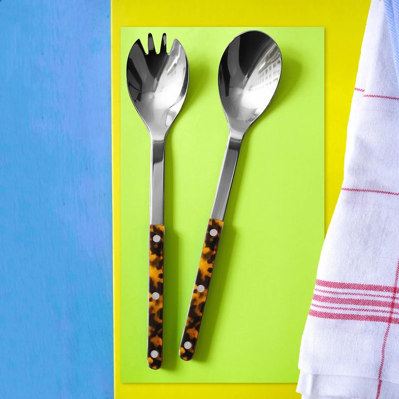 Bistrot Salad Cutlery Serving Set | Shiny Faux Tortoise