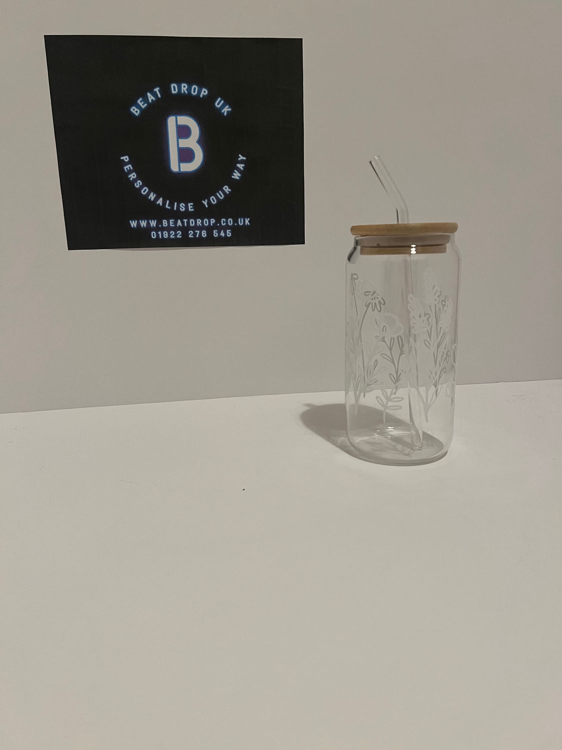 Wild Flower Glass Tumbler with Straw