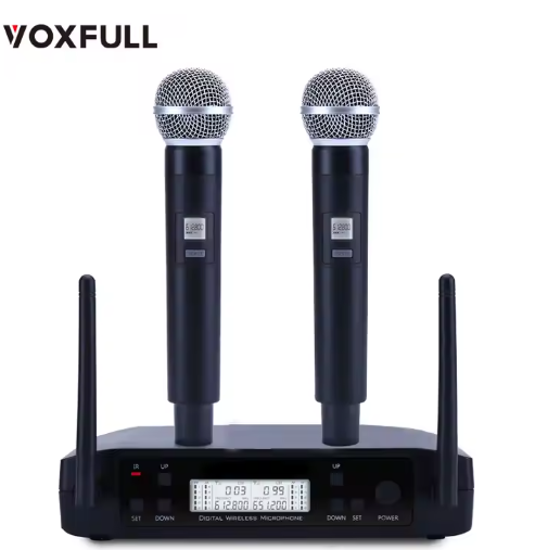 Professional X2 Wireless Microphone System UHF 4 Channel Handheld Microphone DJ Karaoke Stage Stand Singing Mic