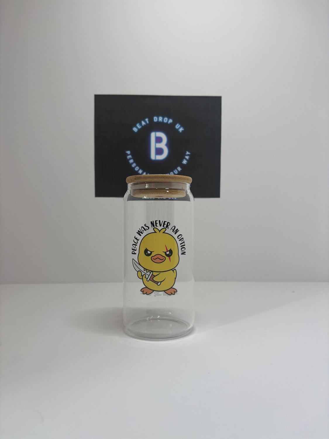 16oz glass can with funny dtf quotes