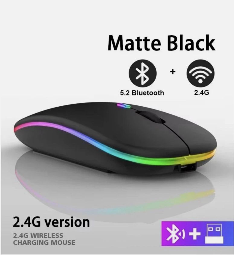 RGB LED Wireless Mouse Rechargeable Optical Silent Mice USB For PC Laptop UK