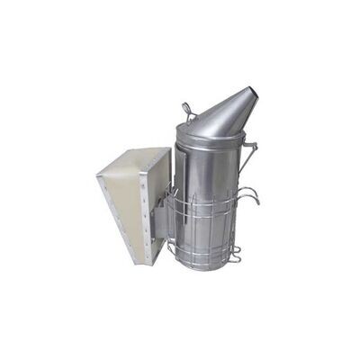 Bee Smoker 10” for Sideliner & Commercial Beekeepers | Stainless Steel w Shield | Removable Bellow | Finger Heat Guard
