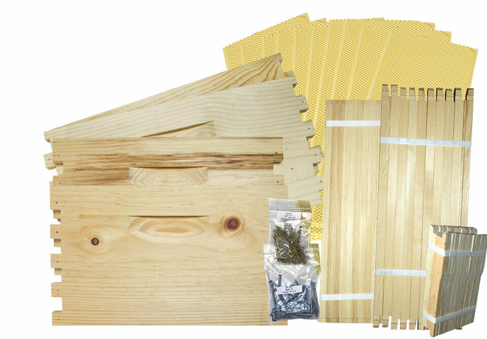 Expansion Hive Kit with Unassembled Frames and Foundation, Top & Bottom | Unassembled | Deep 9 5/8