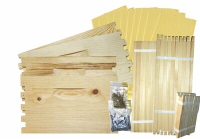Complete Hive Kit with Unassembled Frames and Foundation, Top & Bottom | Unassembled | Deep 9 5/8"