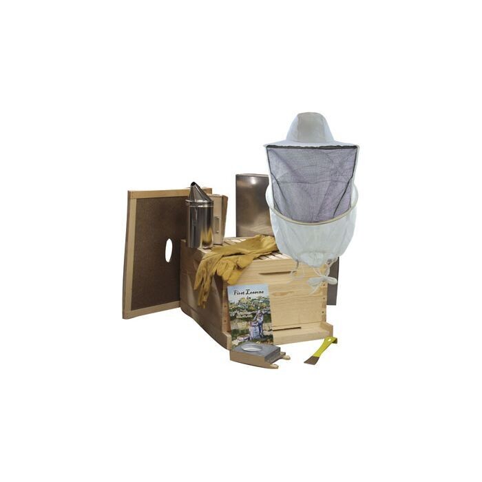 Bee Basics | Complete Beekeeper Starter Kit with Unassembled Frames and Foundation, Top & Bottom | Unassembled | Deep 9 5/8 Bee Basics | Complete Beekeeper Starter Kit with Unassembled Frames and Foundation, Top & Bottom | Unassembled | Deep 9 5/8" | Gloves, Veil or Bee Jacket, Smoker, Hive Tool