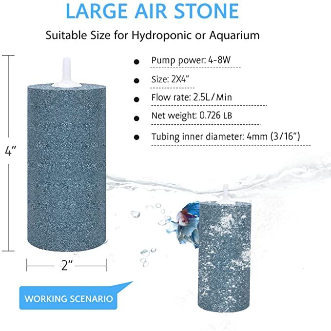 Aquaponic Basics | Active Aqua | Air Stone | Large Cylinder 2" x 4" | Aquaponics & Hydroponics, Size: Large Cylinder | 2" x 4"
