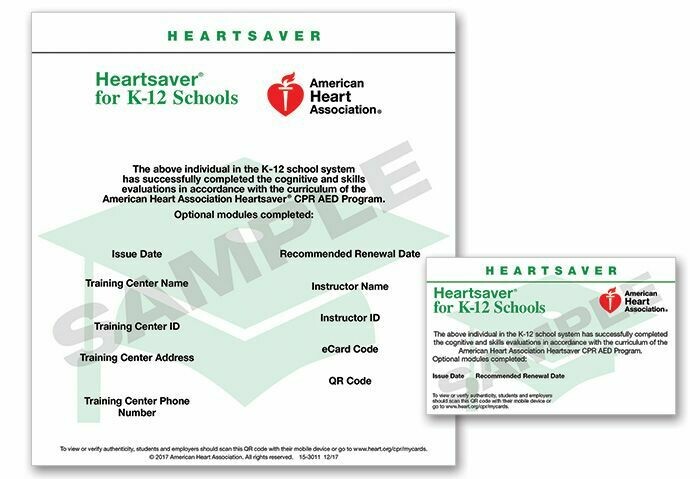 Heartsaver® for K-12 Schools eCard
