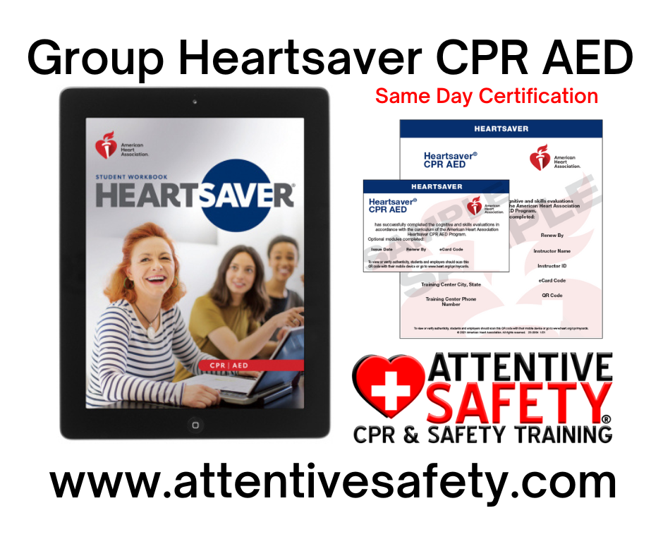 Group Heartsaver CPR AED Training 20+ people