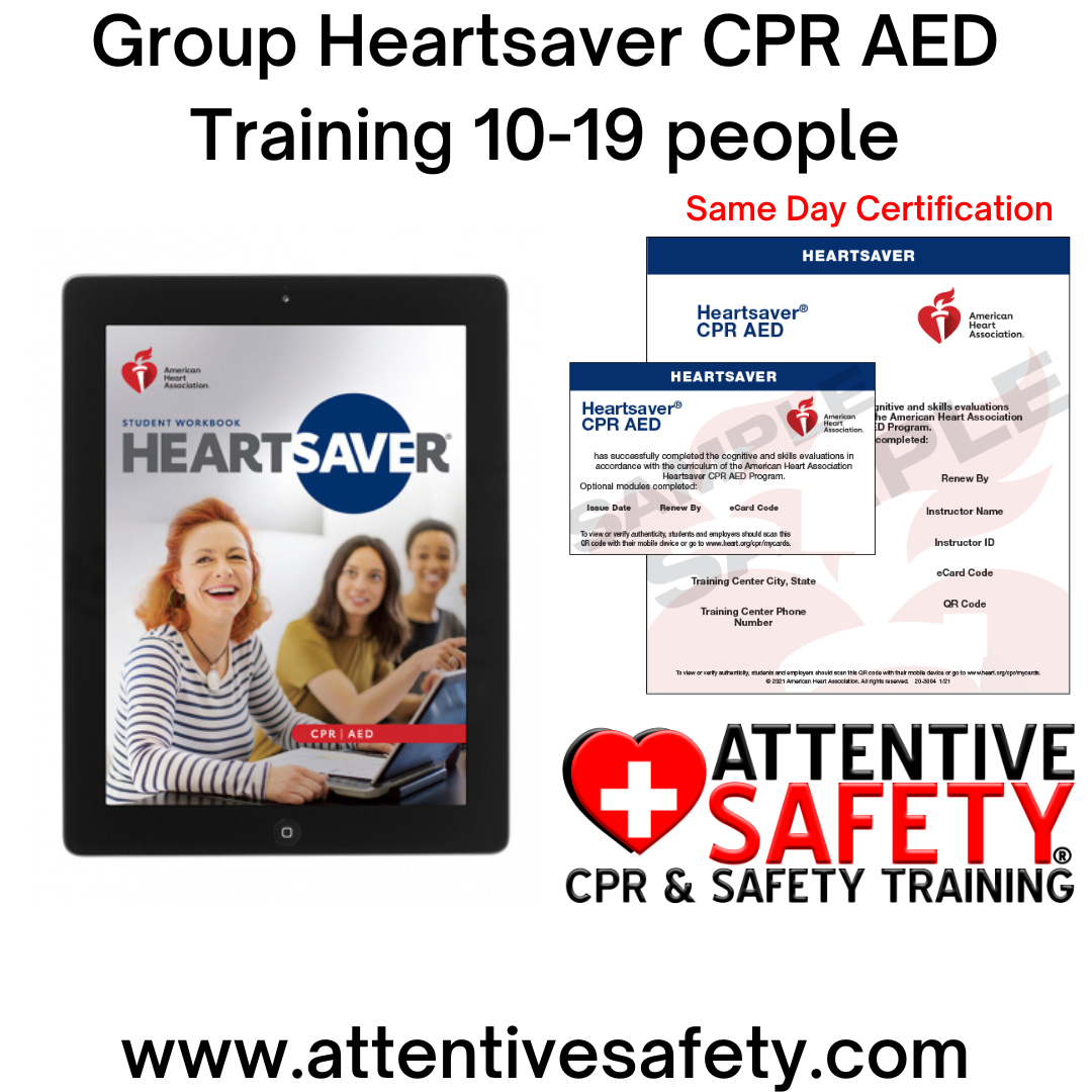 Group Heartsaver CPR AED Training 10-19 people