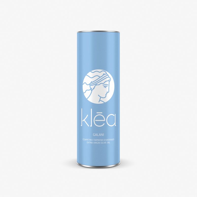 Natives Olivenöl Extra von Klēa in blauem Metallbehälter, 500 ml Natives Olivenöl Extra von Klēa in blauem Metallbehälter, 500 ml
