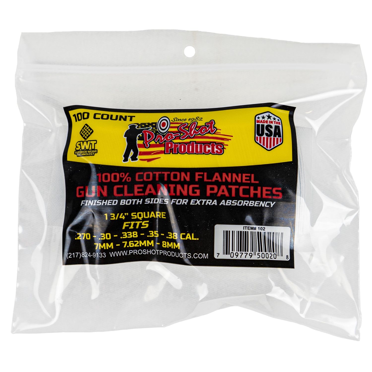 Cleaning Patches, Size: .270-.38Cal  100ct