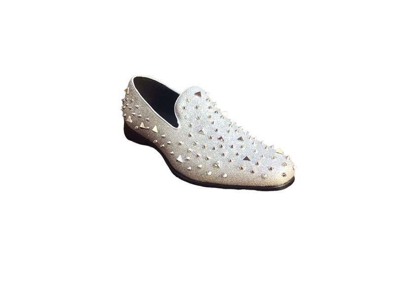 TERRONI LOAFER SHOE WITH SPIKES SILVER 9