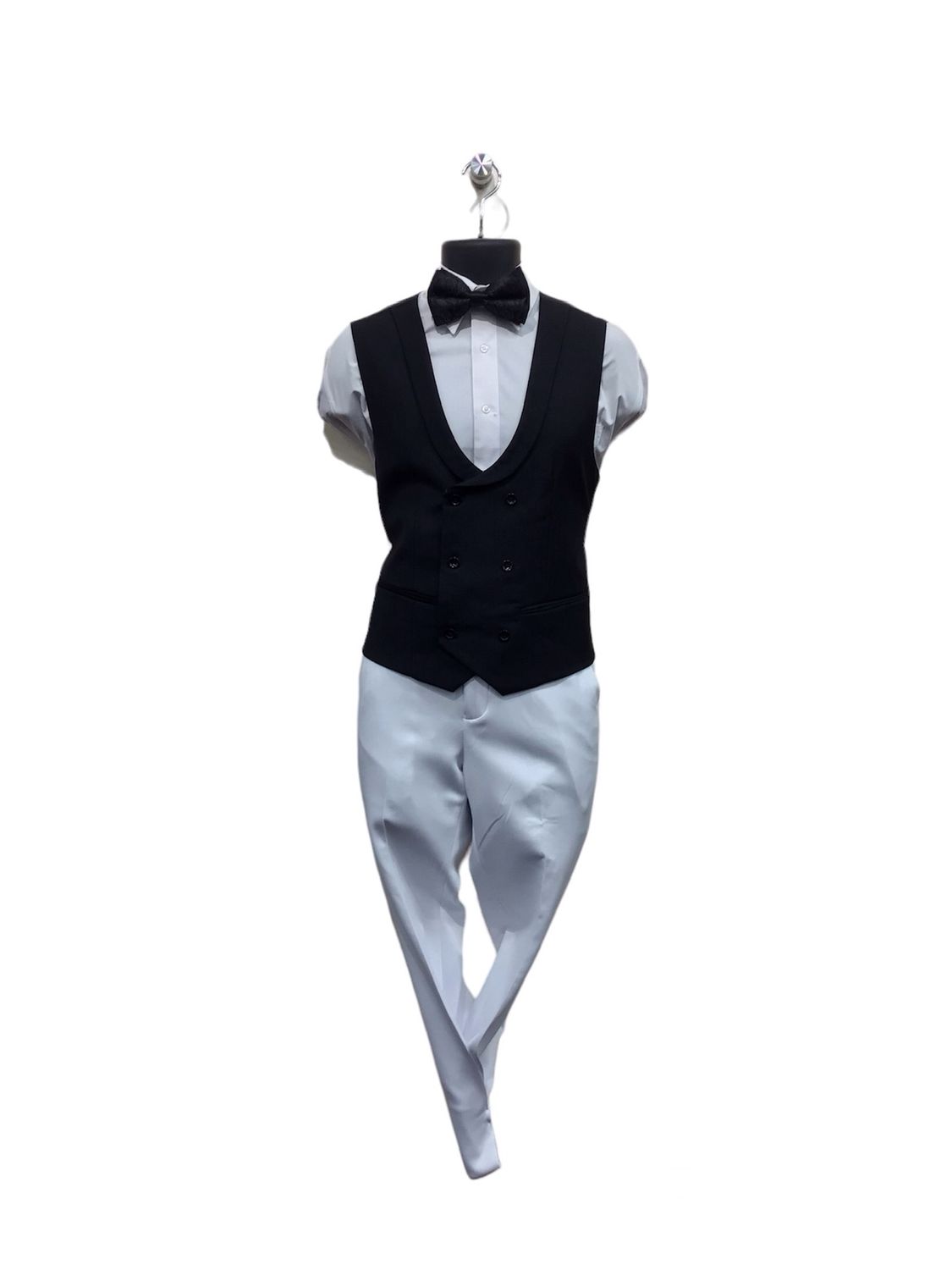 DOUBLE BEASTED VEST WITH COLLAR BLACK L