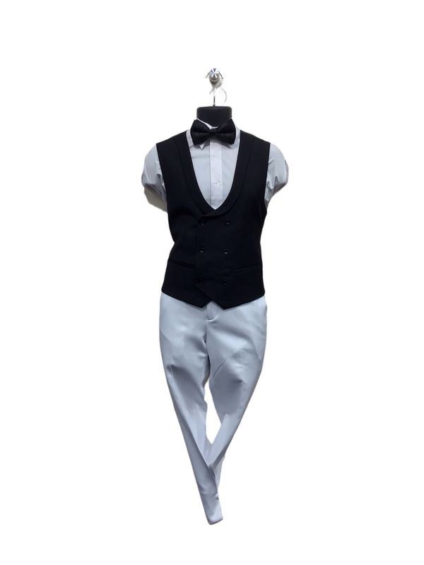 DOUBLE BEASTED VEST WITH COLLAR BLACK L