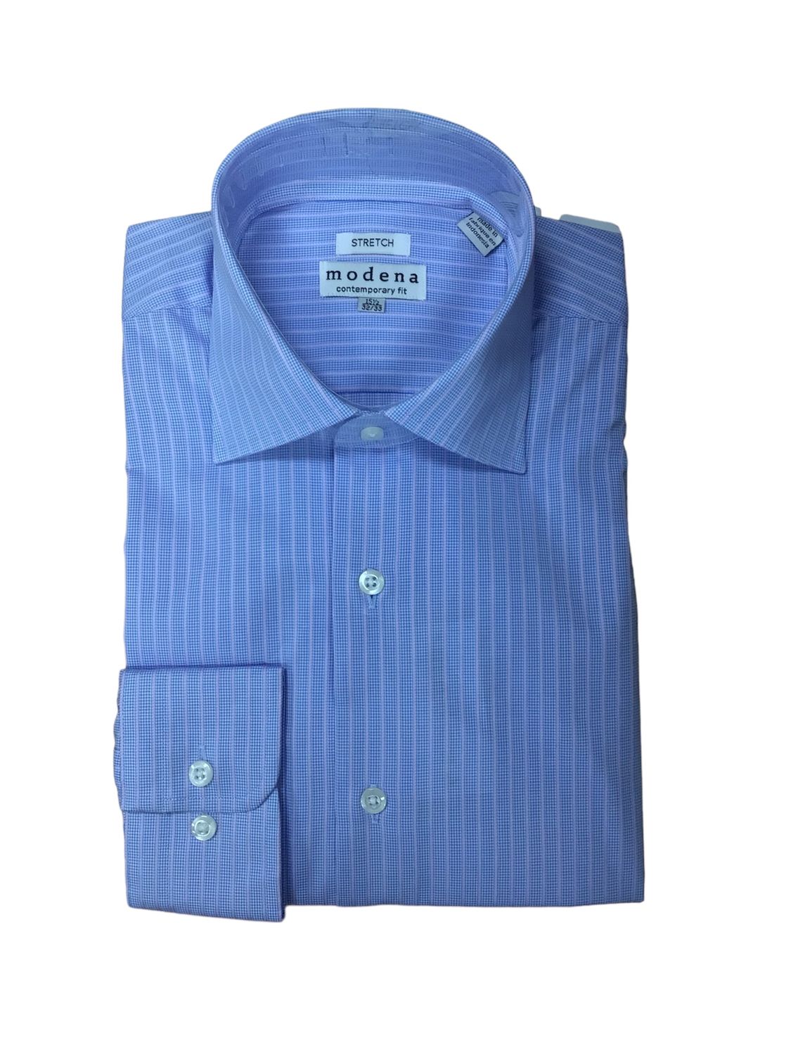 STRIPED CONTEMPORARY STRETCH DRESS SHIRT BLUE 20
