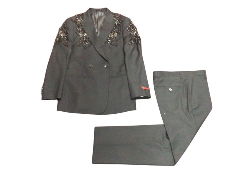 2PC TUXEDO RHINESTONE PATTERN BLACK 50R/45W