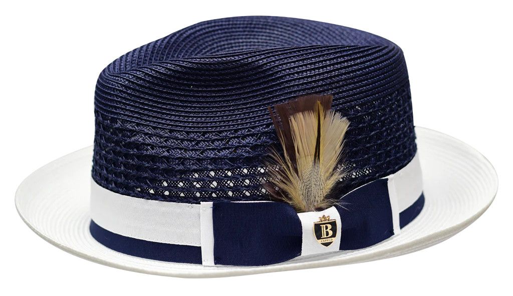 STRAW HAT, Color: WHITE-NAVY, Size: M