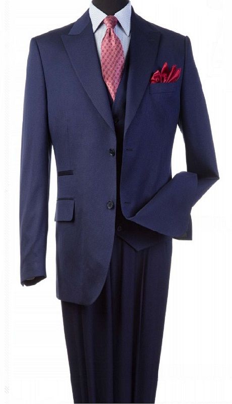 STEVE HARVEY 3 PC SOLID SUIT, Color: NAVY, Size: 42R/36W