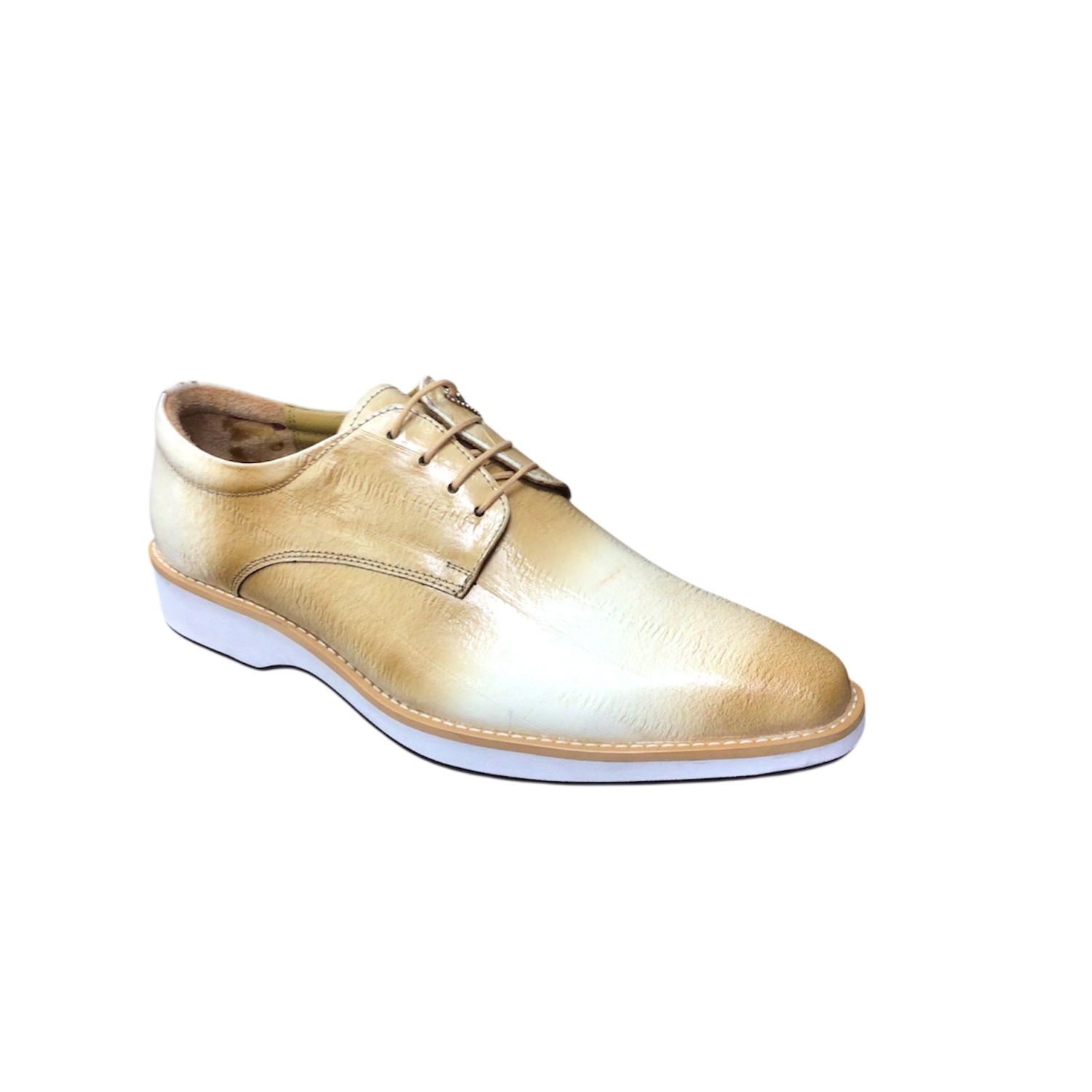 TWO TONE LACE UP DRESS SHOE, Color: CREAM, Size: 9.5