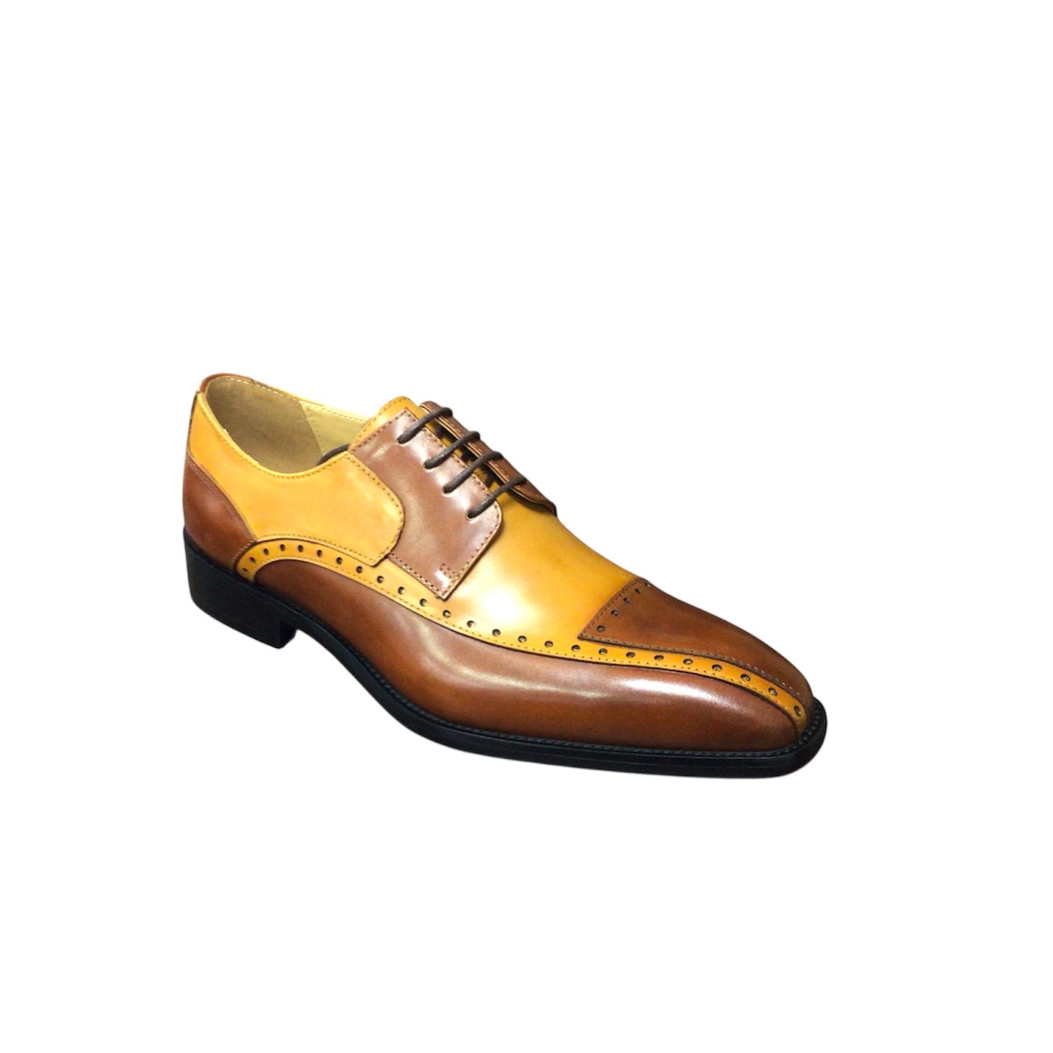 LACE UP OXFORD CAP TOE DRESS SHOE, Color: BROWN/TAN, Size: 9.5
