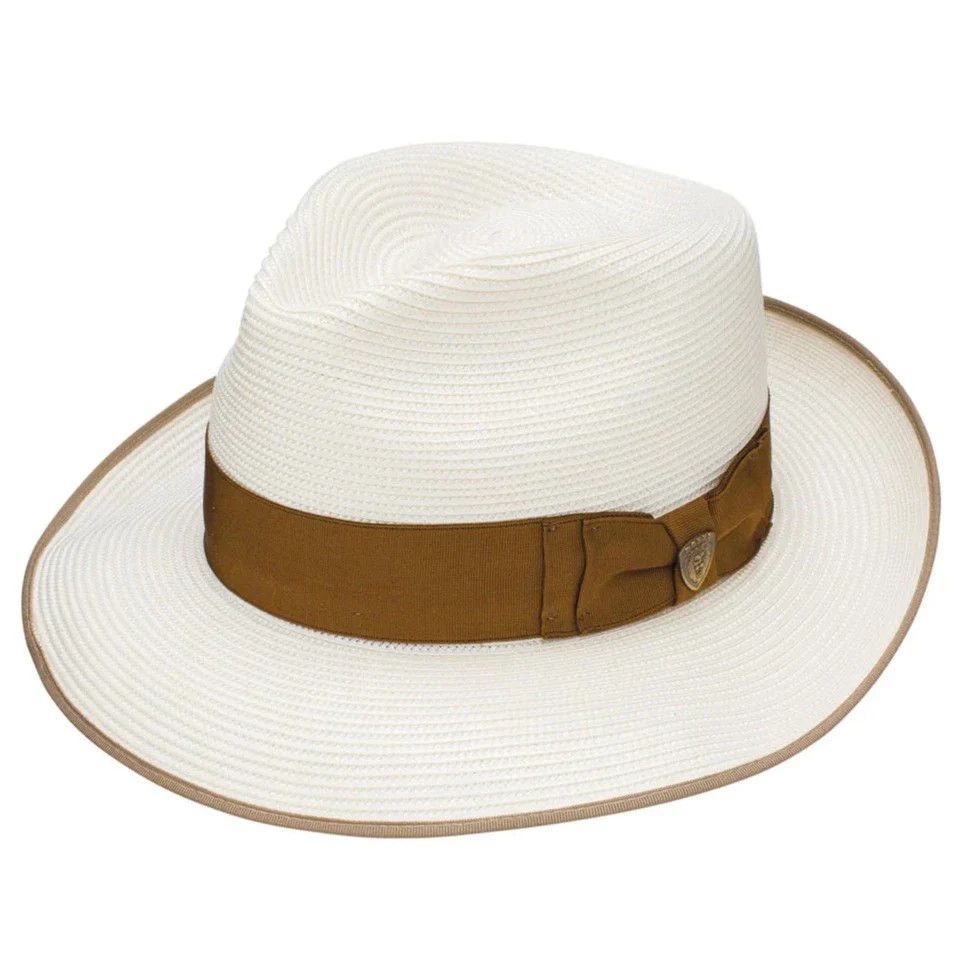 DOBBS STRAW HAT BRADSHAW C (COGNAC BAND), Color: IVORY, Size: 7 1/4