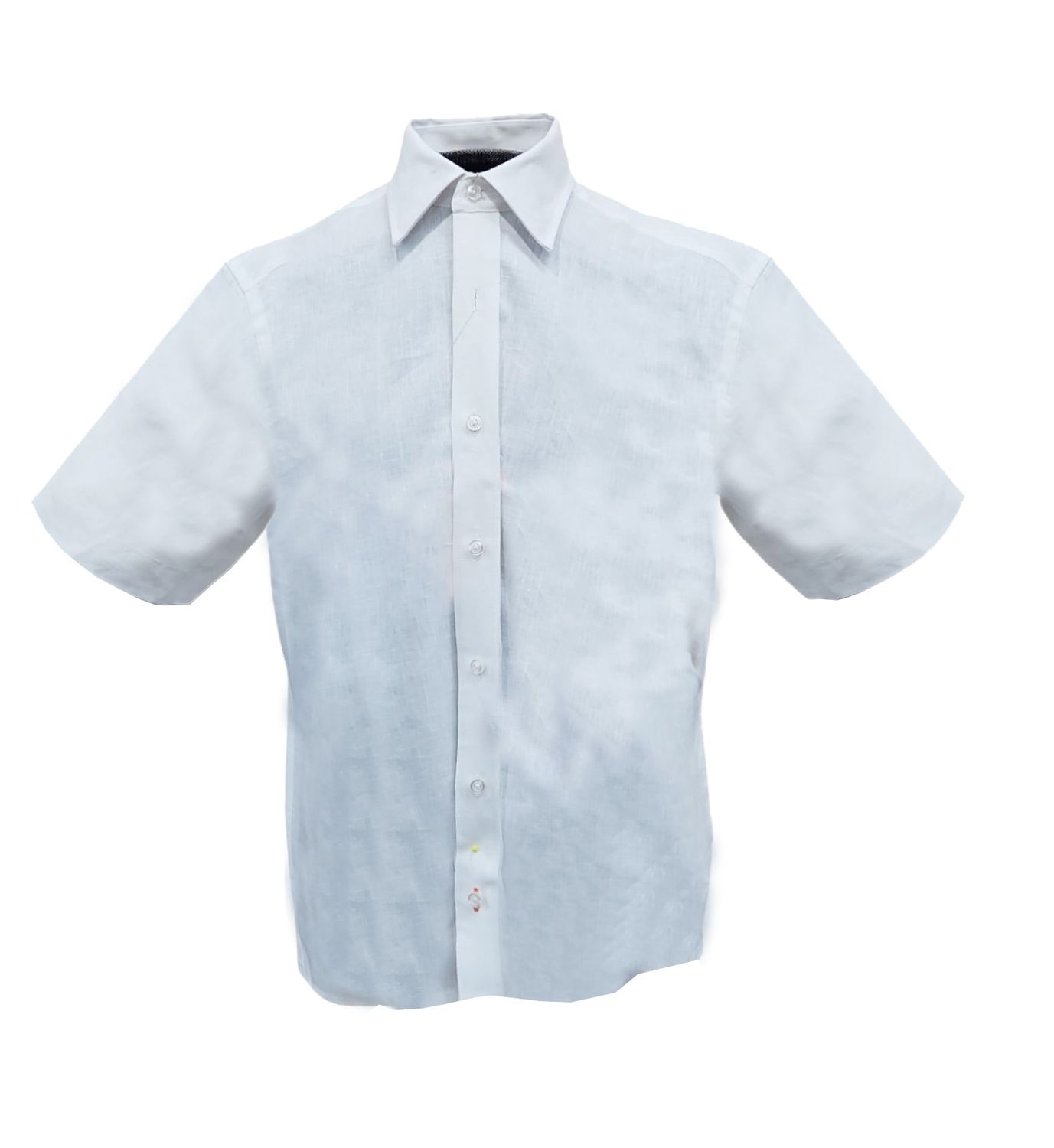 SHORT SLEEVE LINEN SHIRT, Color: WHITE, Size: M