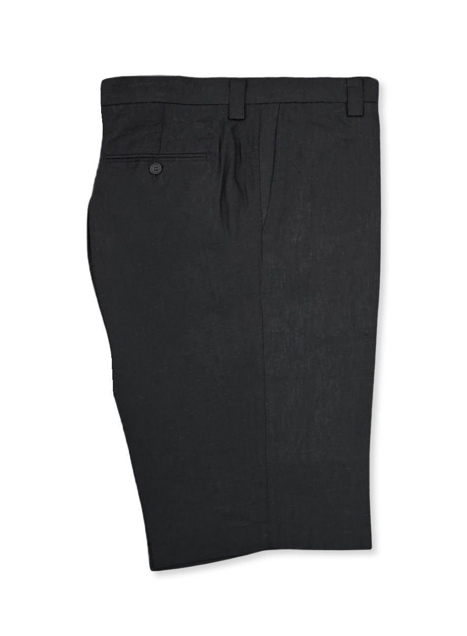 LINEN SHORT, Color: BLACK, Size: 34