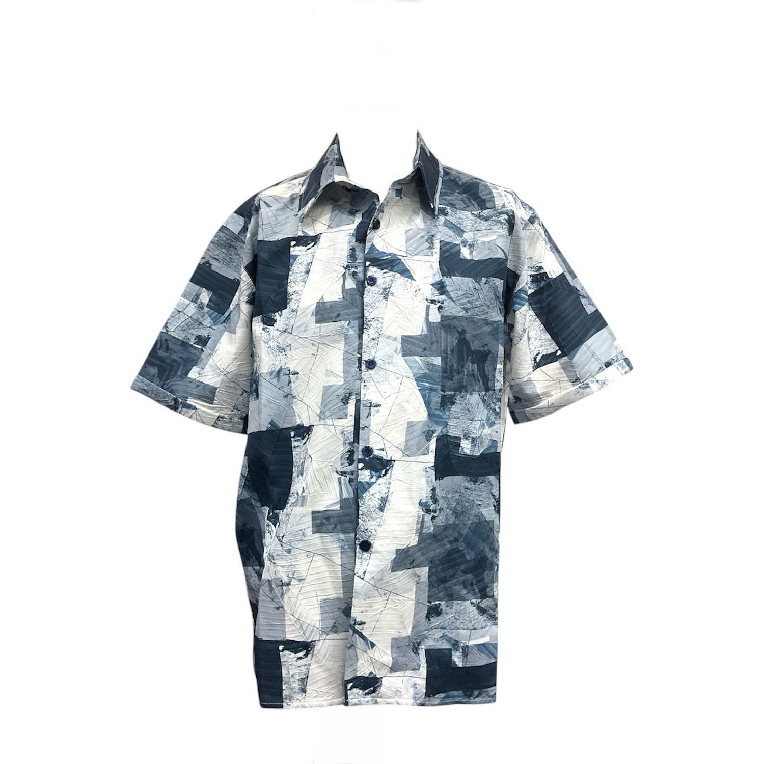 PLEATING SQUARE PRINT SHORT SLEEVE