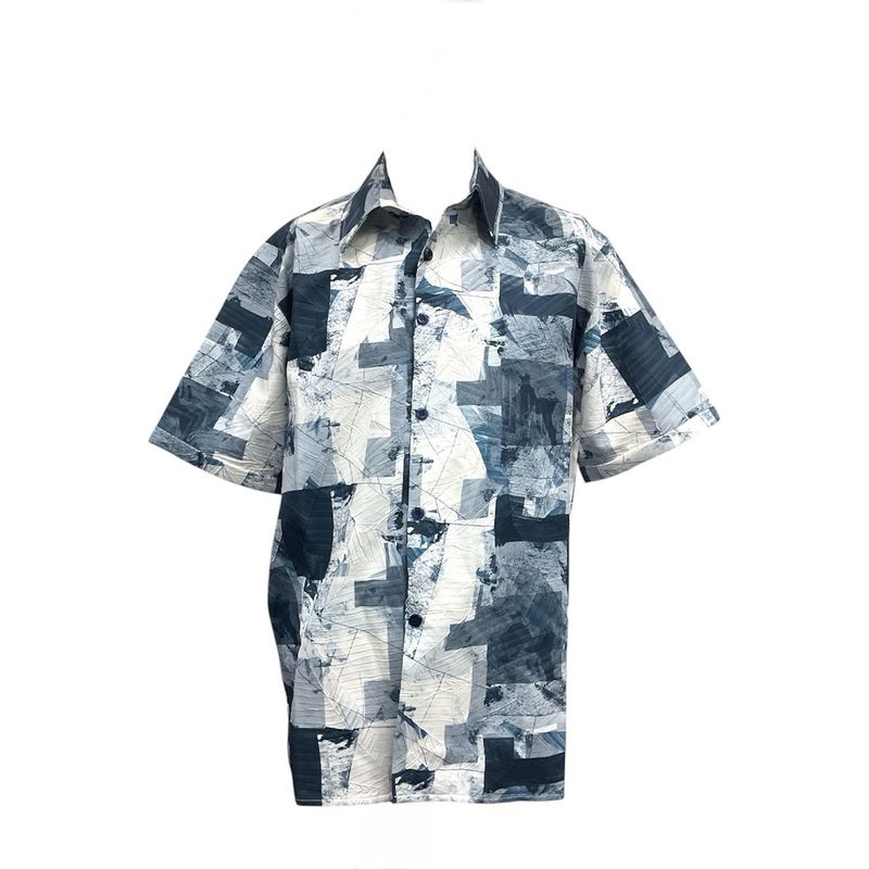 PLEATING SQUARE PRINT SHORT SLEEVE