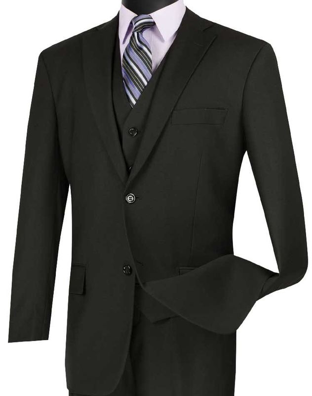 3PC SOLID REGULAR FIT SUIT