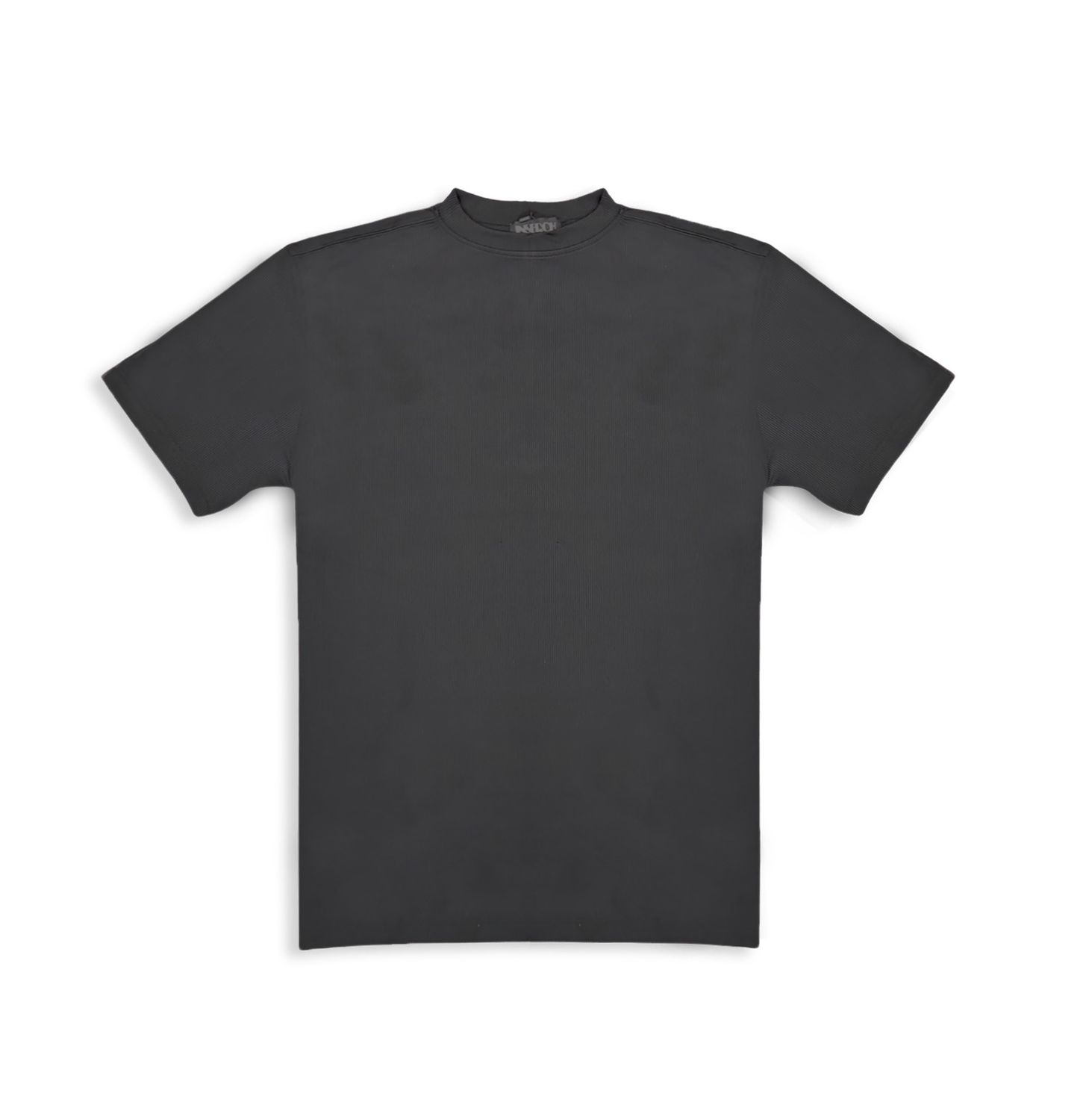 RIB CREW NECK T-SHIRT, Color: BLACK, Size: M