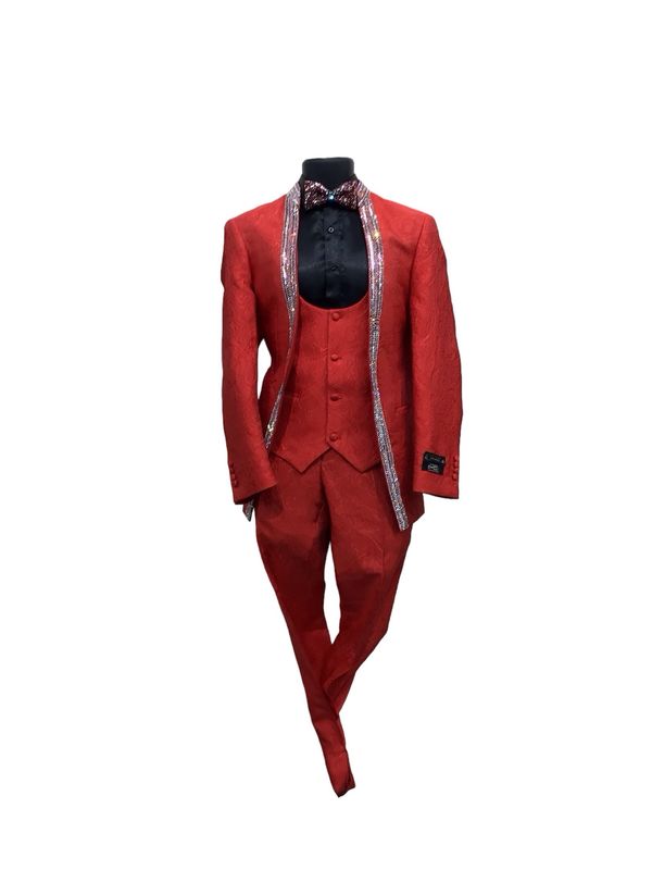 3PC FANCY FLORAL FITTED TUX