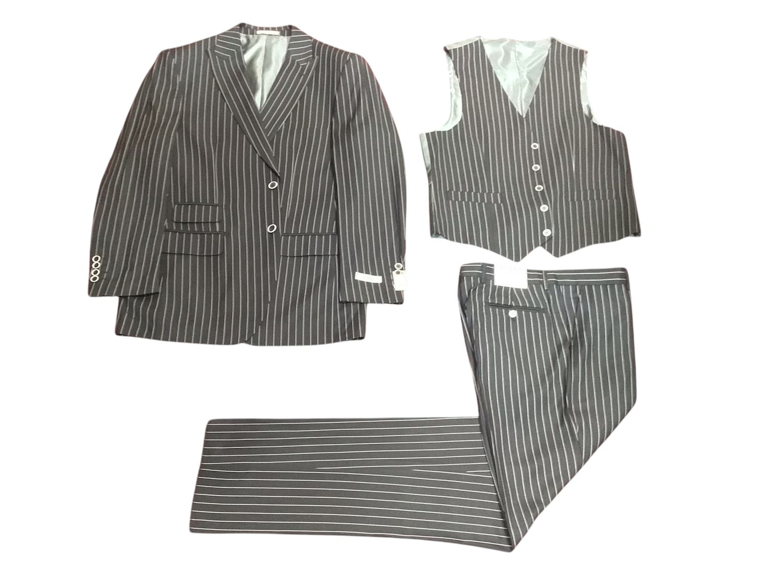 VINCI 3 PICE MODERN PINSTRIP SB SUIT