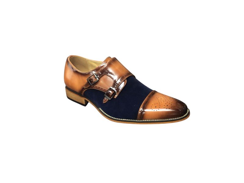 VELVET SLIP ON DOUBLE BUCKLE DRESS SHOE