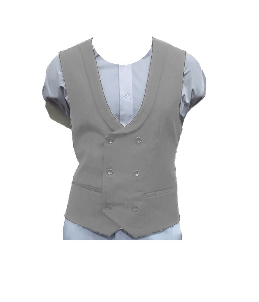 DOUBLE BEASTED VEST WITH COLLAR, Color: GREY, Size: S