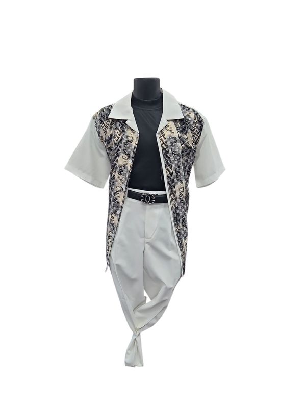2PC SHORT SLEEVE WALKING SUIT GOLD