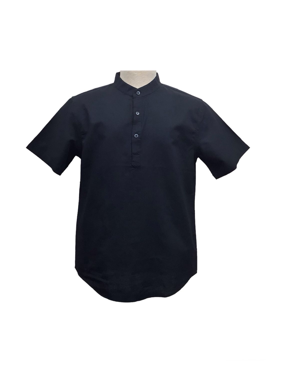 SUSLO SHORT SLEEVE 50% LINEN 50% COTTON SHIRT , Color: BLACK, Size: M