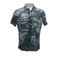 	SUSLO SCRAMBLED LINE KNIT SHORT SLEEVE SHIRT 