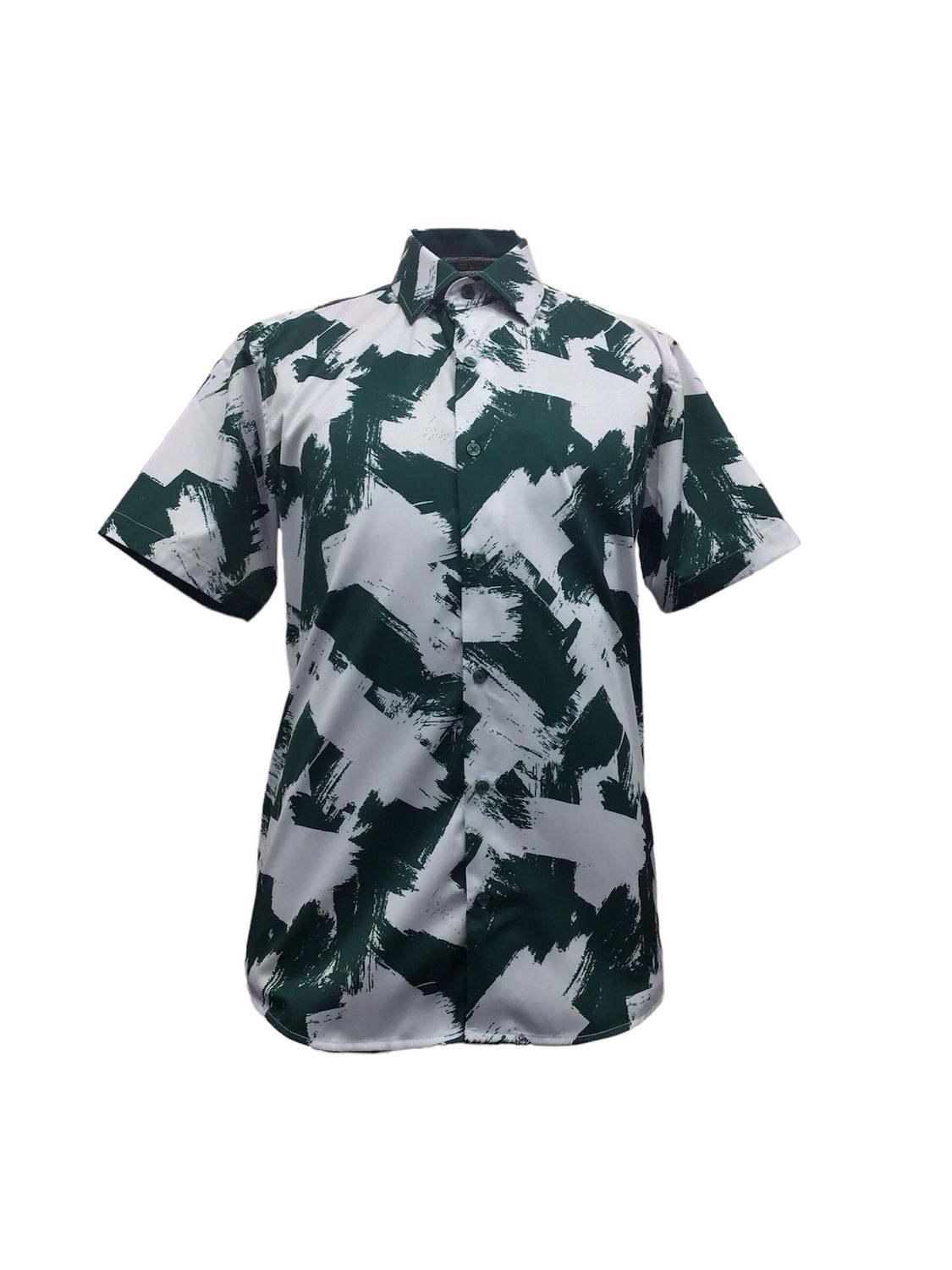 SUSLO ABSTRACT PAINTED SHORT SLEEVE SHIRT , Color: GREEN, Size: 4XL