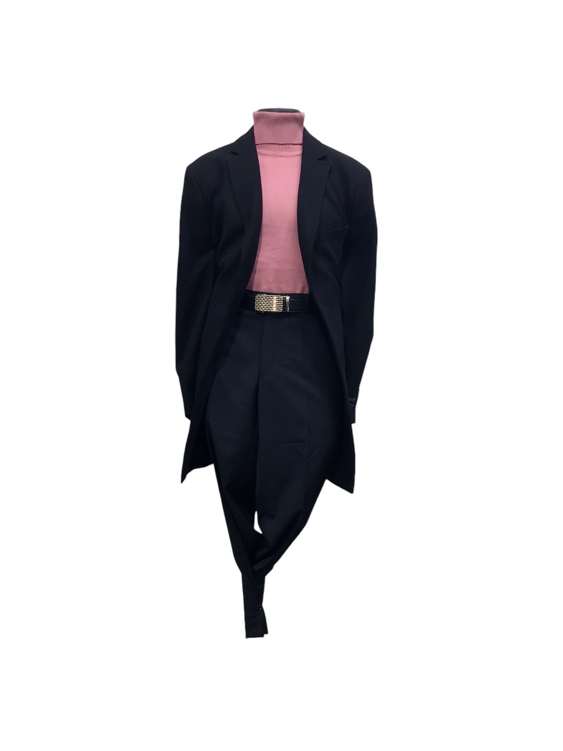 	THREE QUARTER SINGLE BREASTED OVERCOAT , Color: BLACK, Size: 40R