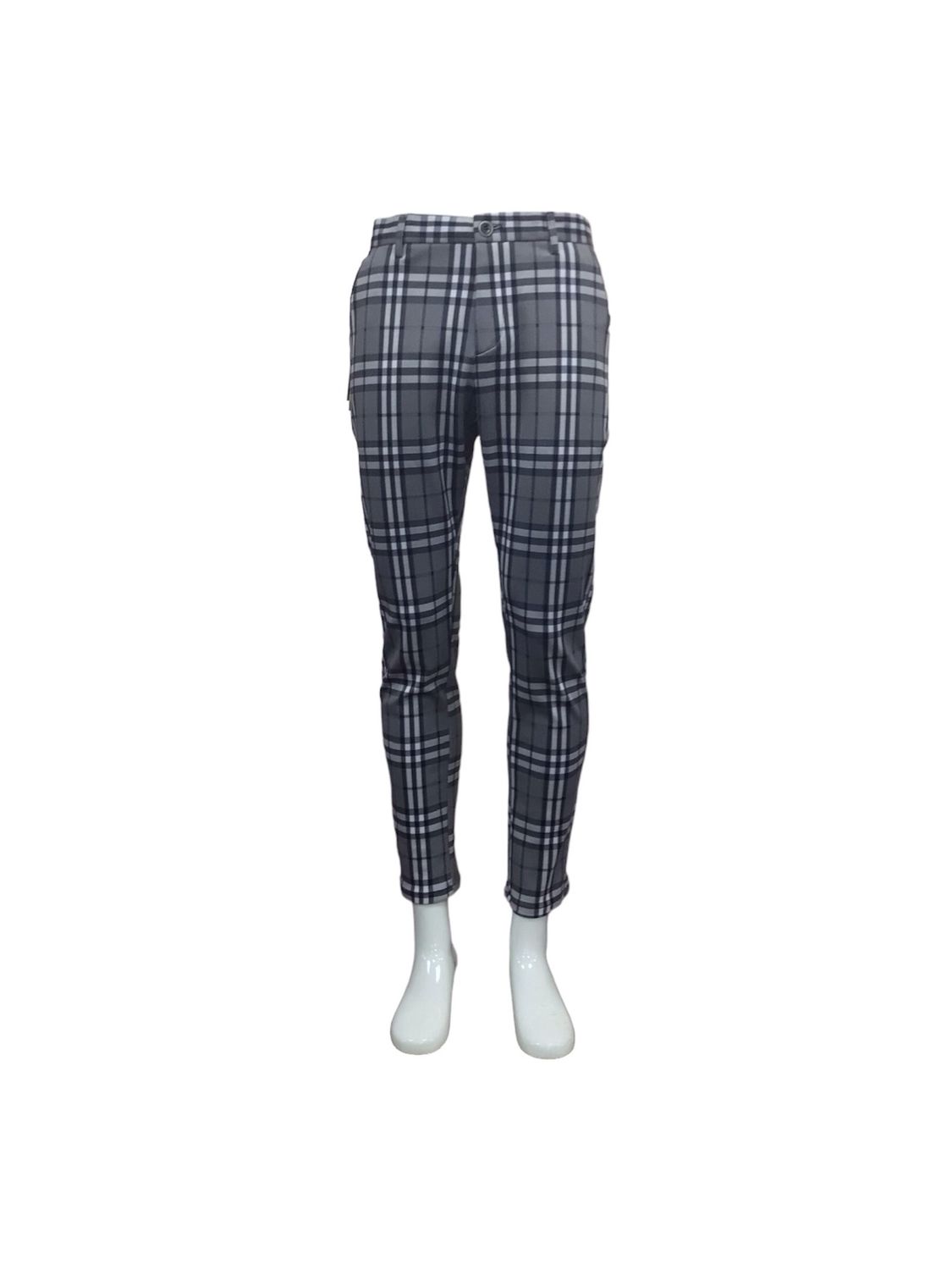 SUSLO SPANDEX PLAID DRESS PANTS , Color: SILVER, Size: 30W/30L