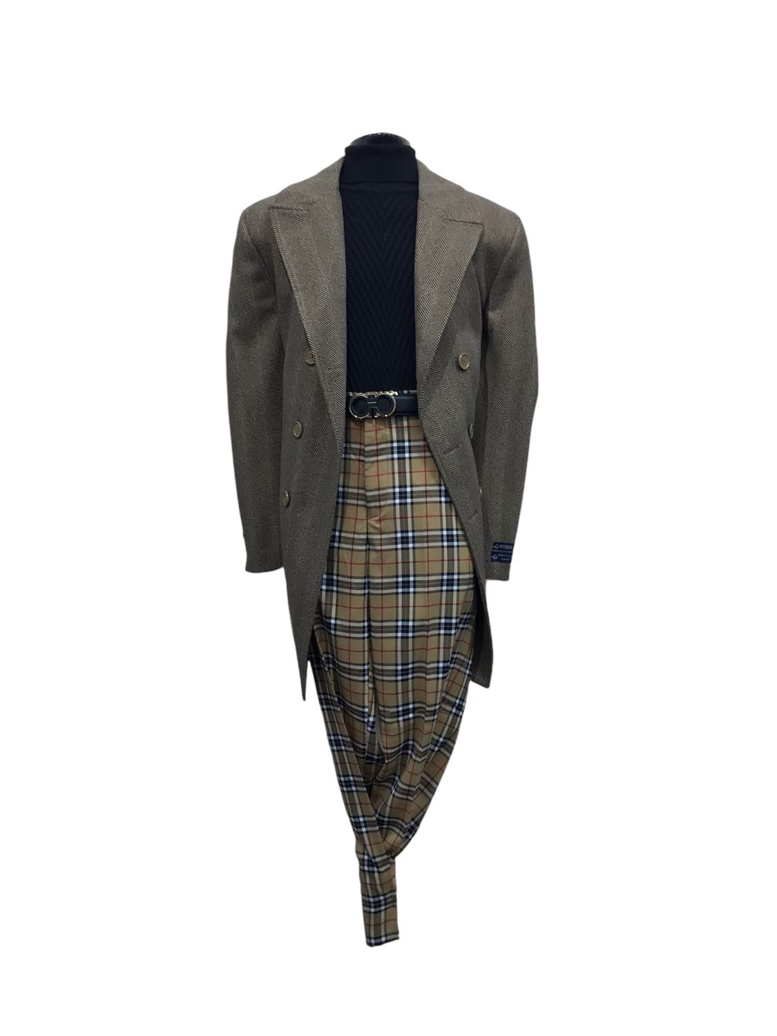 THREE QUARTER DOUBLE BREASTED OVERCOAT , Color: BROWN, Size: 40R