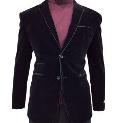 SINGLE BREASTED 2 BTNS VELVET SLIM FIT BLAZER 