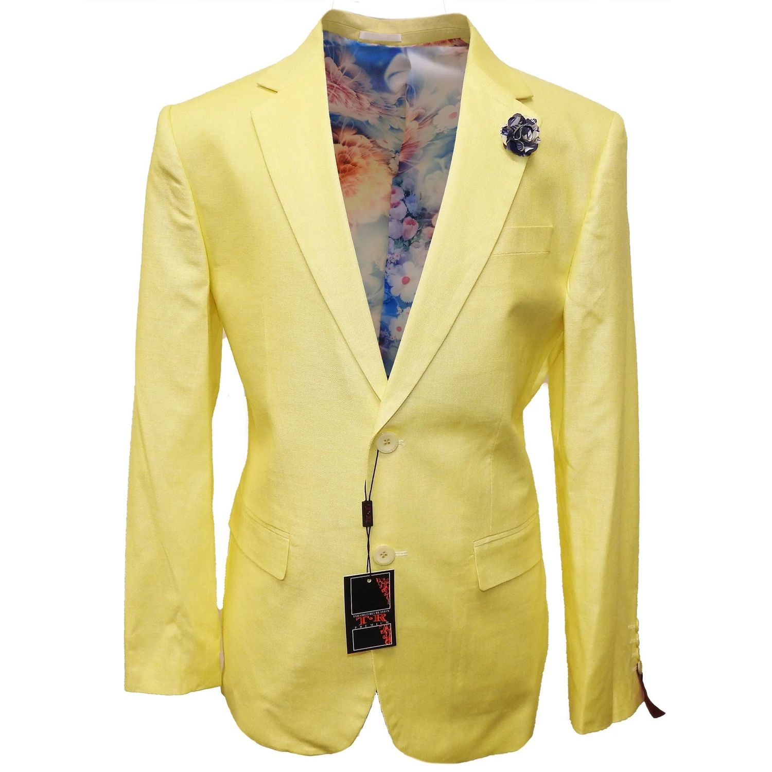 SOLID PATTERN TAILORED BLAZER , Color: YELLOW, Size: XXL