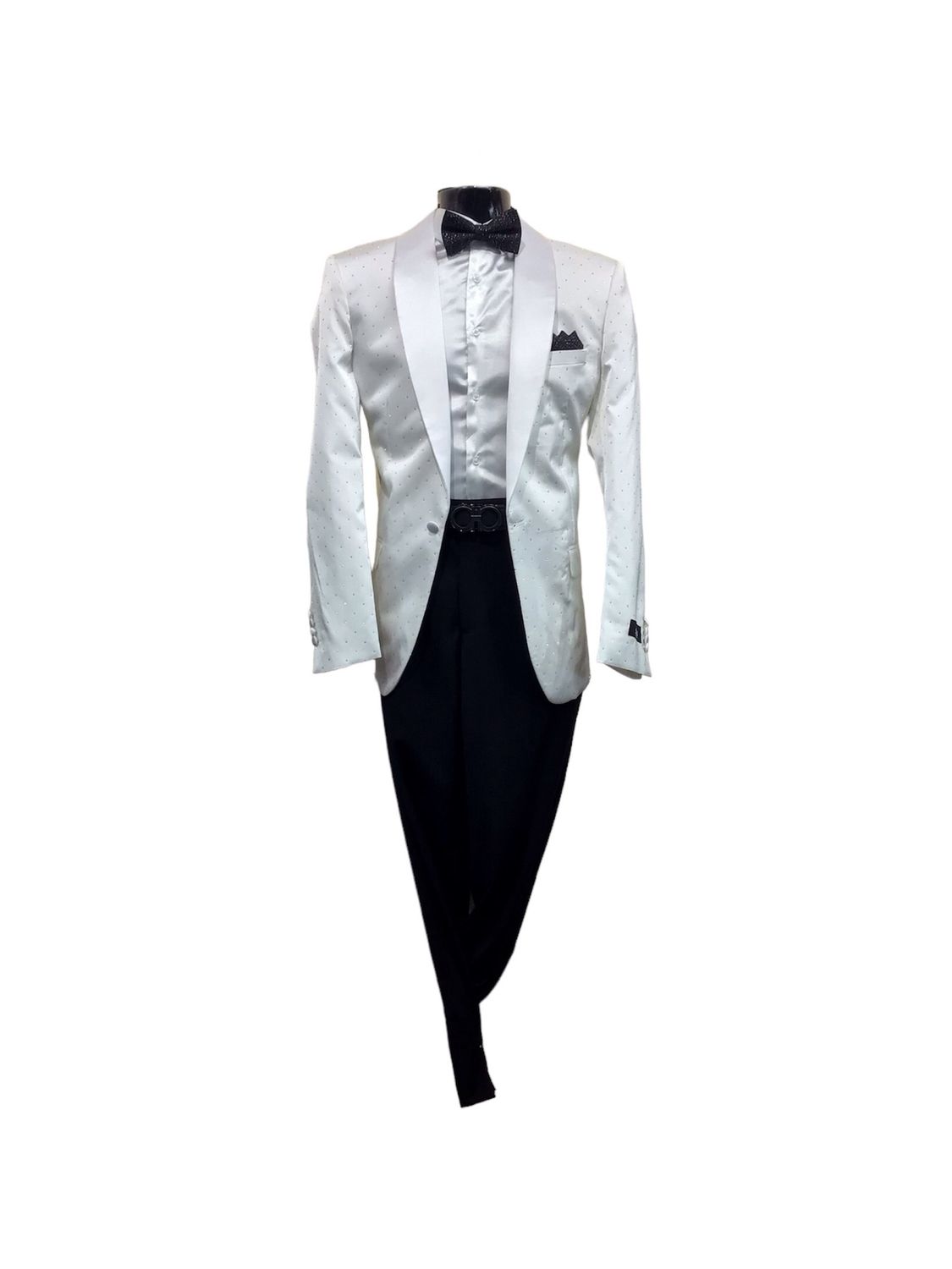 STUDDED STAR SLIM FIT BLAZER , Color: WHITE, Size: XL