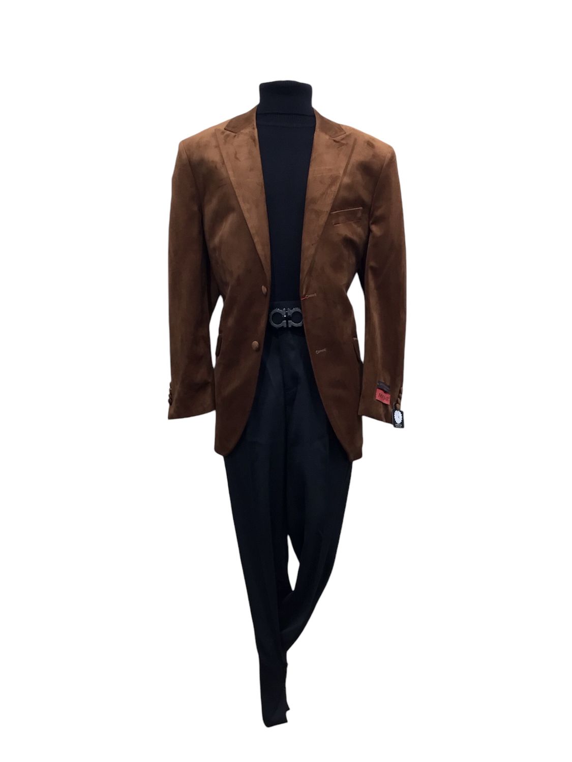 	MAZARI PARTY S/C SOLID VELVET BLAZER , Color: RUST, Size: L