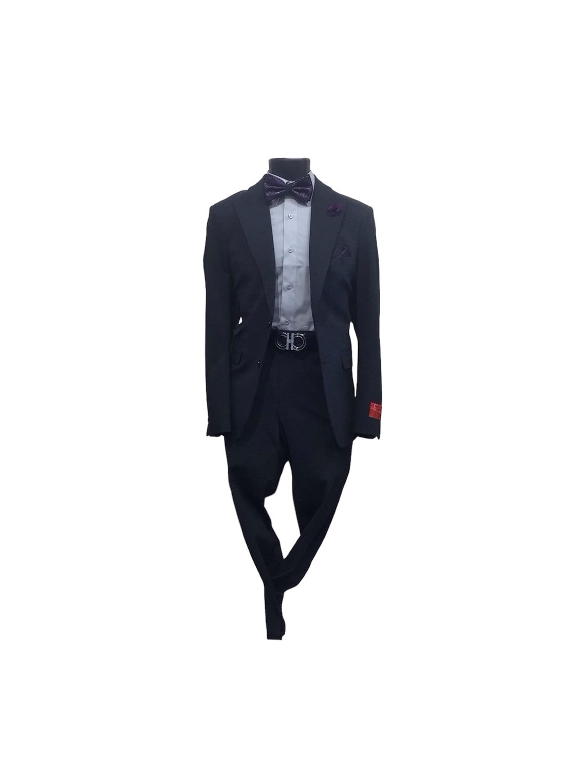 SLIM FIT PEAK LAPEL SUIT , Color: BLACK, Size: 38R/32W