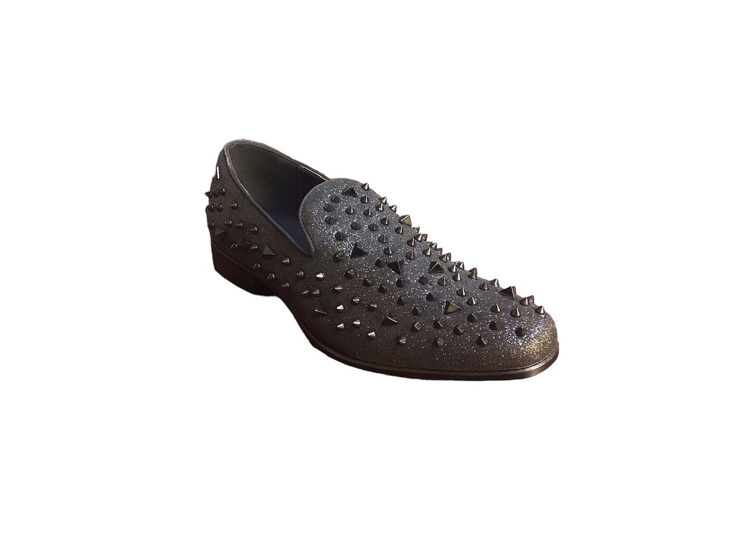 TERRONI LOAFER SHOE WITH SPIKES , Color: BLACK, Size: 7.5