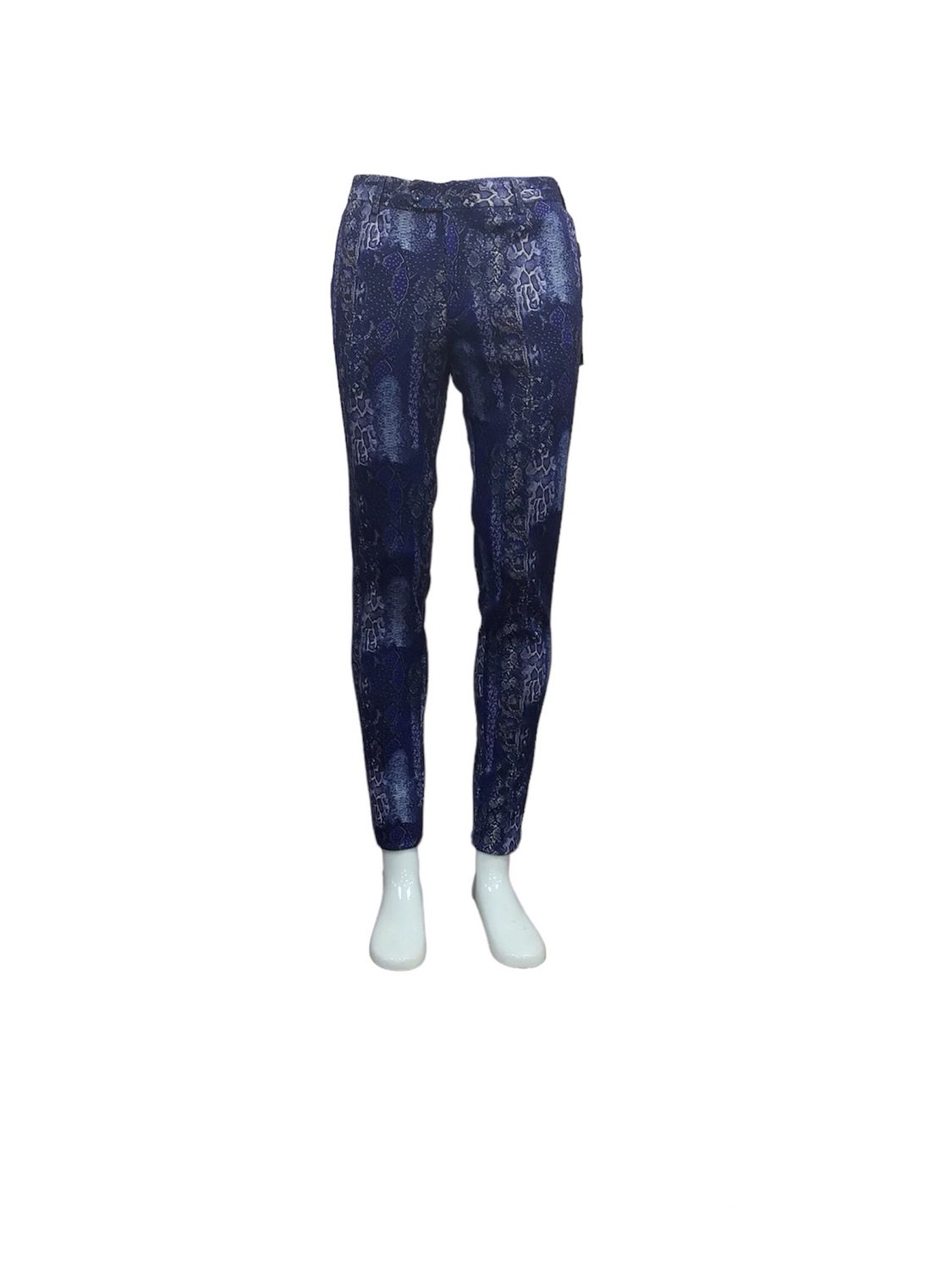 	STRETCHY PANTS WITH PYTHON PRINT , Color: BLUE, Size: 30W/36L